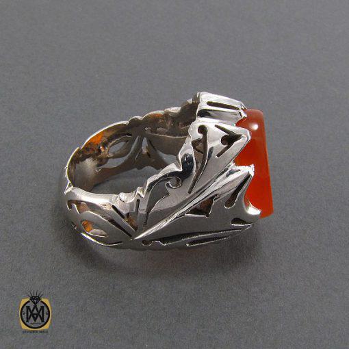 انگشتر عقیق یمن مردانه با حکاکی یا علی مدد - کد 8106 - تصویر 3