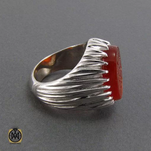 انگشتر عقیق یمن مردانه با حکاکی السلام علی خاتم النبین - کد 8111 - تصویر 3
