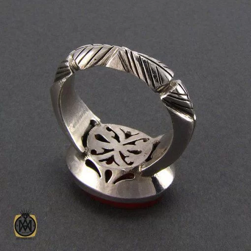 انگشتر عقیق یمن مردانه با حکاکی سلام علی موسی و هارون - کد 8112 - تصویر 3