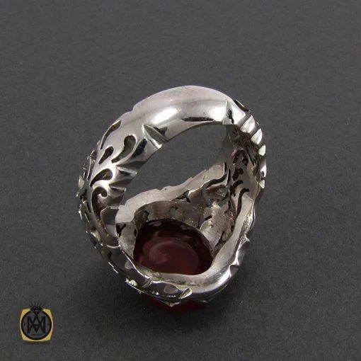 انگشتر عقیق یمن مردانه با حکاکی یا ثار الله - کد 8115 - تصویر 3