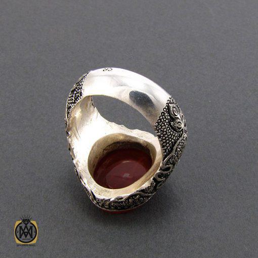 انگشتر عقیق یمن مردانه با حکاکی علی نور قلوب المومنین - کد 8120 - تصویر 3