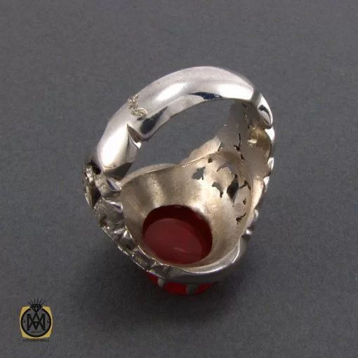 انگشتر عقیق یمن مردانه با حکاکی یا عظیم العفو - کد 8121 - تصویر 3