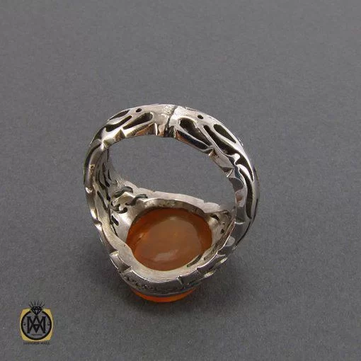 انگشتر عقیق یمن مردانه با حکاکی امان من النار الزوار الحسين (ع) مردانه - کد 8122 - تصویر 3