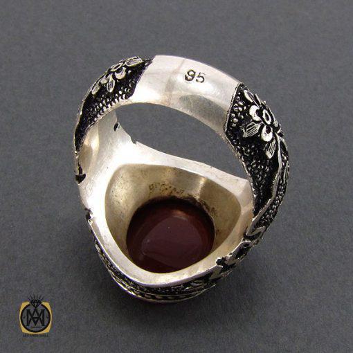 3 انگشتر عقیق یمن مردانه با حکاکی یا حسین المظلوم الشهید مردانه - کد 8124 - تصویر 3