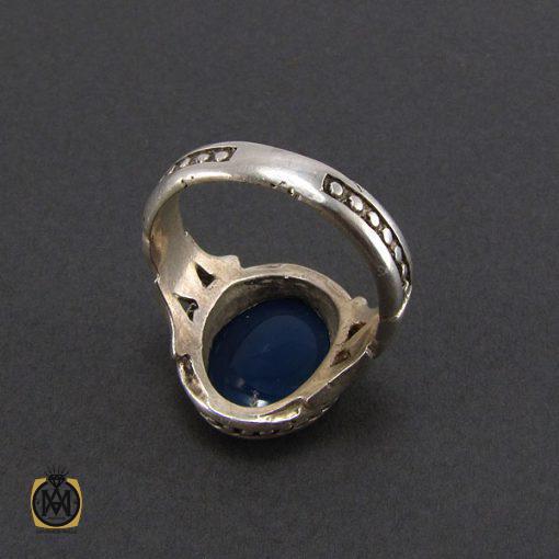 انگشتر عقیق آبی مردانه - کد 8136 - تصویر 3
