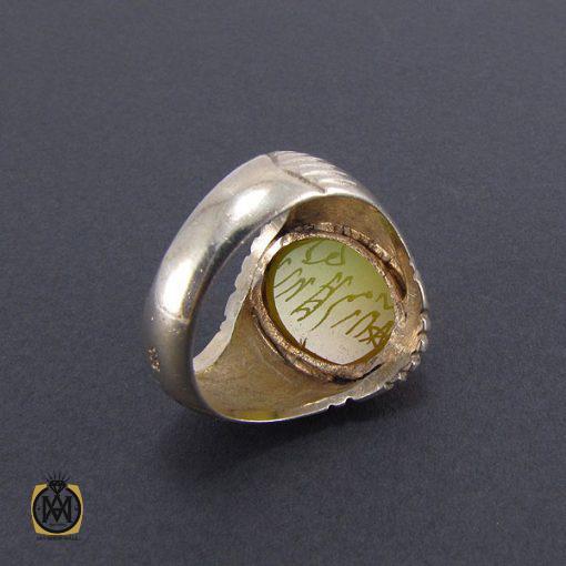 3 انگشتر عقیق زرد مردانه با حکاکی شرف الشمس - کد 8141 - تصویر 3
