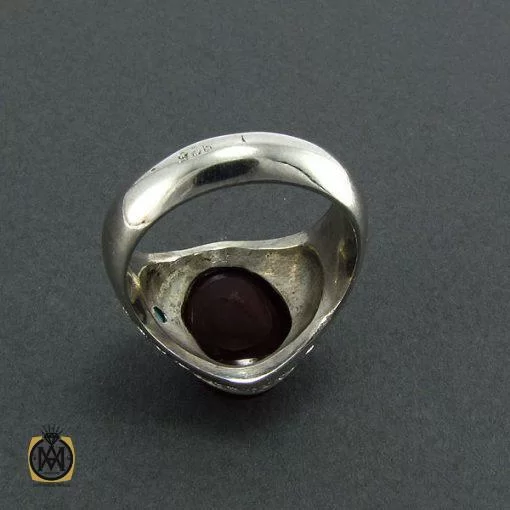 انگشتر عقیق یمن و فیروزه نیشابوری مردانه - کد 8145 - تصویر 4
