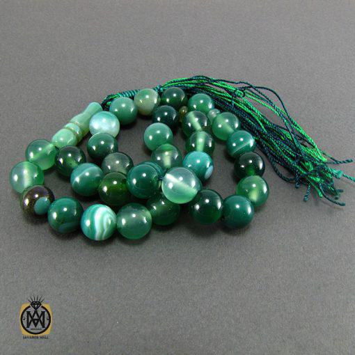 تسبیح عقیق سبز 33 دانه گرد - کد 4040 - تصویر 3