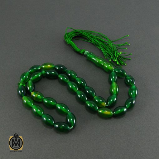 تسبیح سبز کهربای پودری 33 دانه هلی - کد 4072 - تصویر 3
