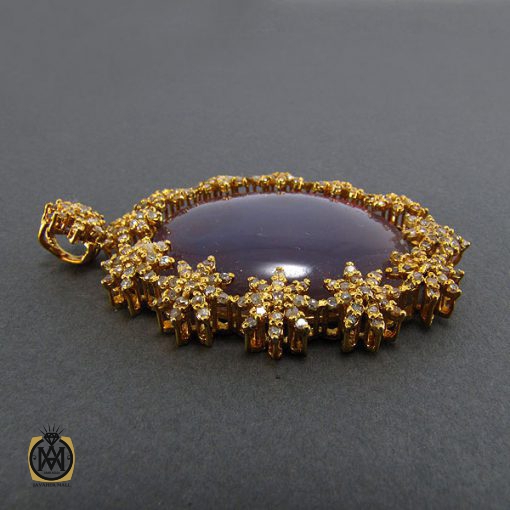 مدال عقیق یمن کبود و الماس اصل زنانه طرح رکسانا - کد 3001 - تصویر 3