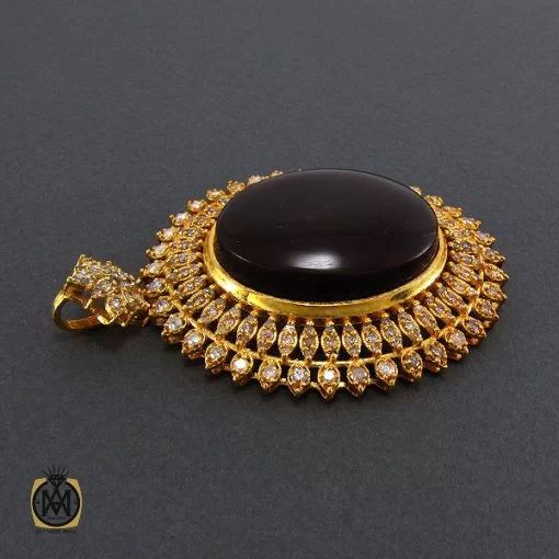 مدال عقیق یمن و الماس اصل زنانه طرح ارمغان - کد 3002 - تصویر 3