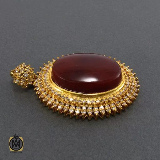 مدال عقیق یمن و الماس اصل زنانه طرح جانان - کد 3004 - تصویر 3