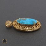 3 مدال فیروزه نیشابور و الماس اصل زنانه طرح آوا - کد 3005 - تصویر 3
