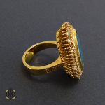 انگشتر فیروزه نیشابور و الماس اصل زنانه طرح دلدار - کد 2068 - تصویر 4