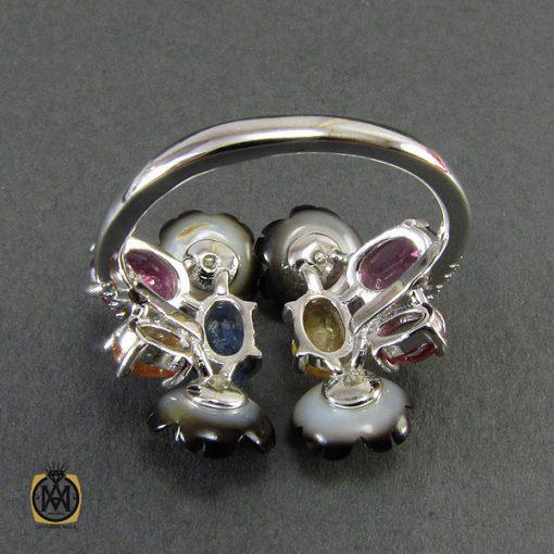 انگشتر یاقوت، صدف، تورمالین و تانزانایت طرح پونه زنانه -کد 2025 - تصویر 3