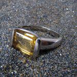 انگشتر سیترین اصل و معدنی زنانه طرح ماهک - کد 2049 - تصویر 2