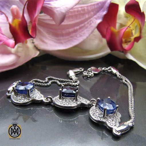 دستبند یاقوت کبود زنانه طرح نسیم – کد 1008 - تصویر 4