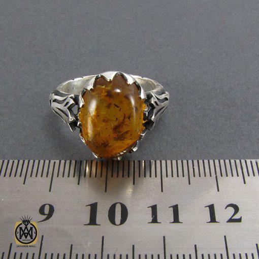 انگشتر کهربا بولونی لهستان مردانه اصل و معدنی - کد 8050 - تصویر 4