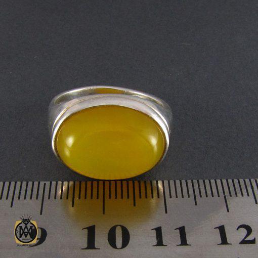 انگشتر عقیق زرد حکاکی شرف الشمس مردانه - کد 8055 - تصویر 4