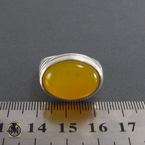 انگشتر عقیق زرد حکاکی شرف الشمس مردانه - کد 8057 - تصویر 4