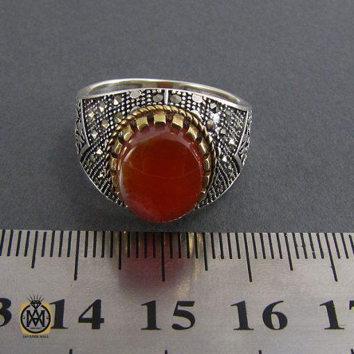 انگشتر عقیق یمن حکاکی شرف الشمس مردانه - کد 8058 - تصویر 4