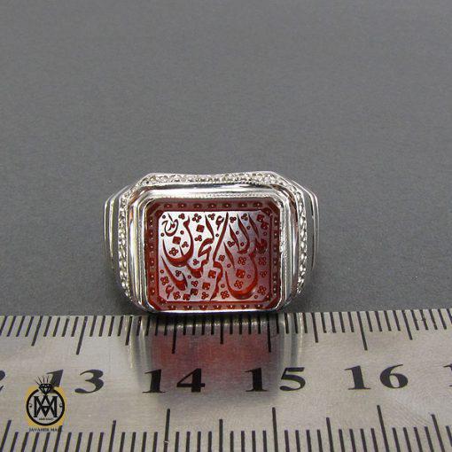 انگشتر عقیق یمن مردانه با حکاکی یابن النجباء الاکرمین - کد 8087 - تصویر 4