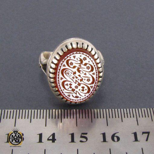 انگشتر عقیق یمن مردانه با حکاکی علی مع الحق والحق مع العلی - کد 8089 - تصویر 4