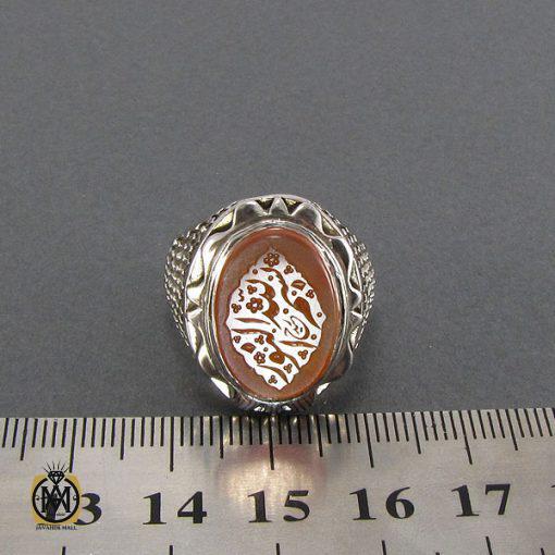 انگشتر عقیق یمن مردانه با حکاکی بسم الله النور - کد 8088 - تصویر 4