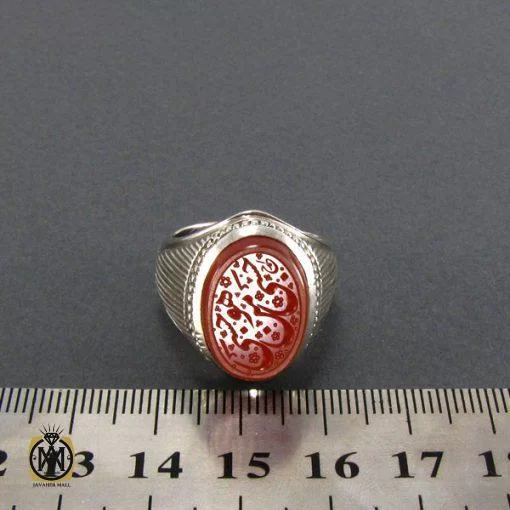 انگشتر عقیق یمن مردانه با حکاکی حسبی من هو حسبی - کد 8090 - تصویر 4
