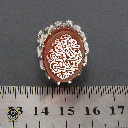 انگشتر عقیق یمن مردانه با حکاکی یا اهل العالم قتل الحسین بکربلا عطشانا - کد 8091 - تصویر 4
