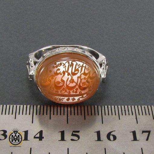 انگشتر عقیق یمن مردانه با حکاکی یا علی ابن ابیطالب اغثنی - کد 8092 - تصویر 4