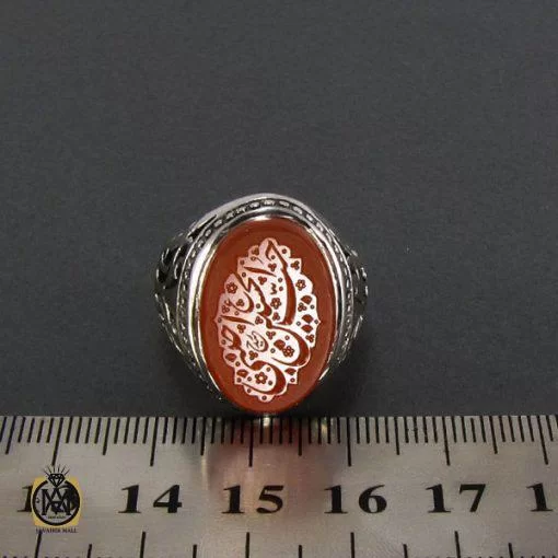انگشتر عقیق یمن مردانه با حکاکی حب الحسین اجننی - کد 8093 - تصویر 4