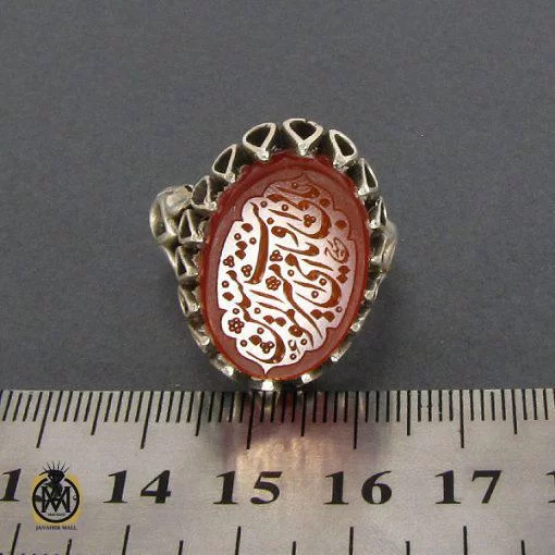 انگشتر عقیق یمن مردانه با حکاکی بابی انت و امی یا امیرالمومنین - کد 8101 - تصویر 4