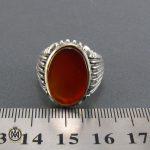 انگشتر عقیق قرمز با رکاب نقره مردانه - کد 8104 - تصویر 4