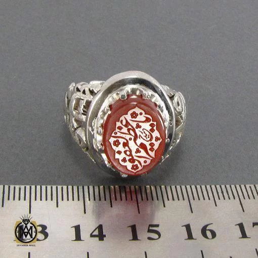 انگشتر عقیق یمن مردانه با حکاکی یا عظیم العفو - کد 8121 - تصویر 4