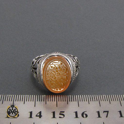 4 انگشتر عقیق یمن مردانه با حکاکی امان من النار الزوار الحسين (ع) مردانه - کد 8122 - تصویر 4