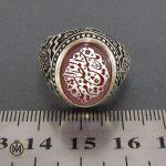 4 انگشتر عقیق یمن مردانه با حکاکی یا حسین المظلوم الشهید مردانه - کد 8124 - تصویر 4