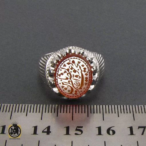 انگشتر عقیق یمن مردانه با حکاکی یا مجیب دعوه المضطرین مردانه - کد 8125 - تصویر 4