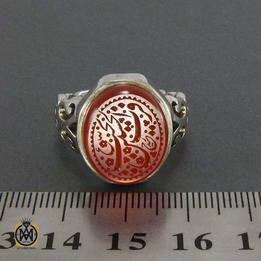 انگشتر عقیق یمن مردانه با حکاکی فزت بحب الحسین - کد 8131 - تصویر 4