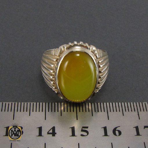 4 انگشتر عقیق زرد مردانه با حکاکی شرف الشمس - کد 8141 - تصویر 4