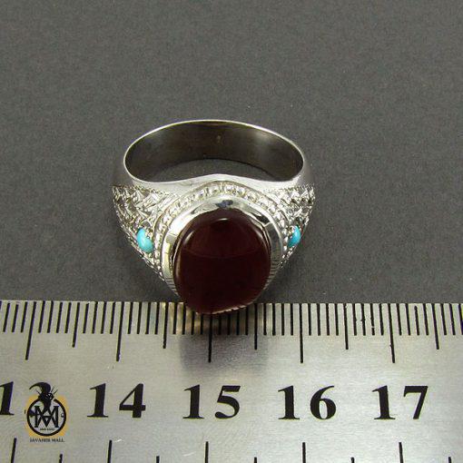 انگشتر عقیق یمن و فیروزه نیشابوری مردانه - کد 8145 - تصویر 3