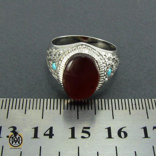 انگشتر عقیق یمن و فیروزه نیشابور مردانه - کد 8161 - تصویر 4