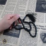 تسبیح کهربای پودری 33 دانه مشکی تراش هلی - کد 4067 - تصویر 4