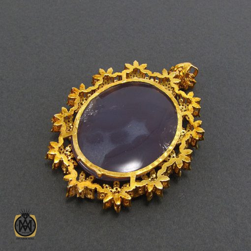 مدال عقیق یمن کبود و الماس اصل زنانه طرح رکسانا - کد 3001 - تصویر 4