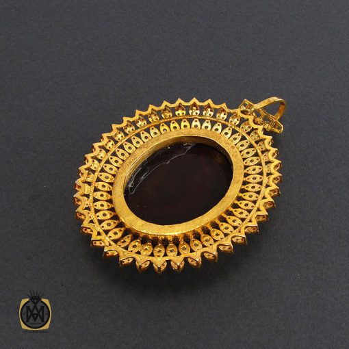4 مدال عقیق یمن و الماس اصل زنانه طرح ارمغان - کد 3002 - تصویر 4