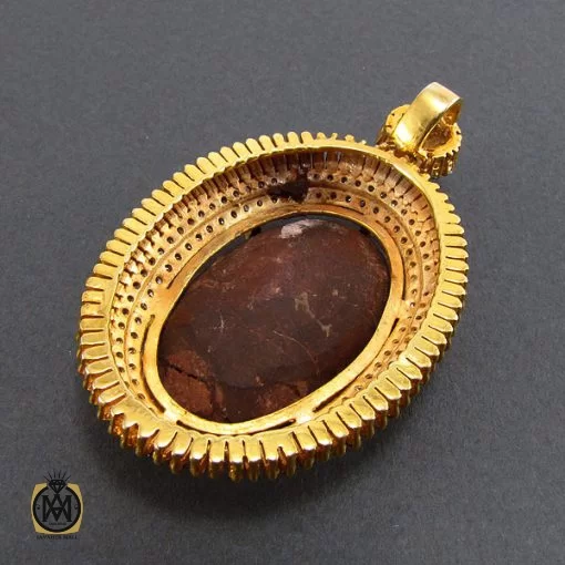 مدال فیروزه نیشابور و الماس اصل زنانه طرح تابان - کد 3003 - تصویر 4
