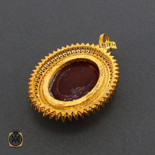 4 مدال عقیق یمن و الماس اصل زنانه طرح جانان - کد 3004 - تصویر 5