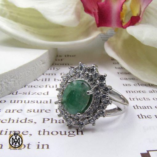 انگشتر زمرد زنانه اصل و معدنی طرح درسا -کد 2008 - تصویر 4