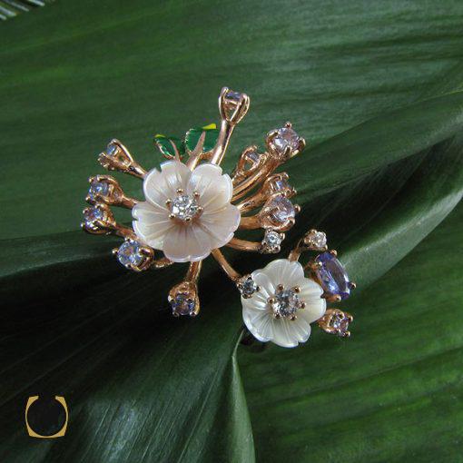 انگشتر تانزانایت، کوارتز و صدف طرح شبنم زنانه -کد 2024 - تصویر 4