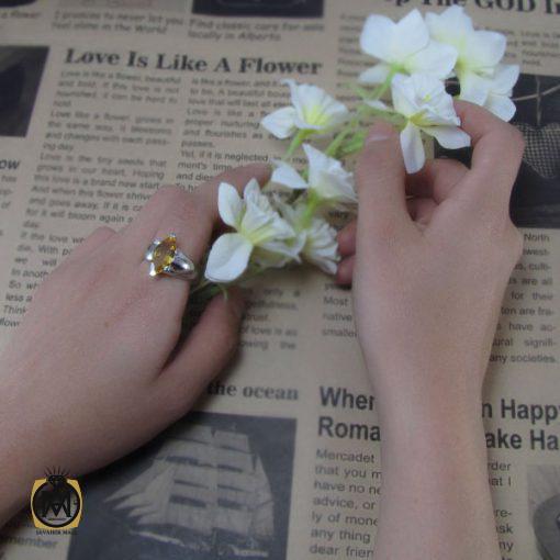 انگشتر سیترین زنانه طرح جانا - کد 2064 - تصویر 2